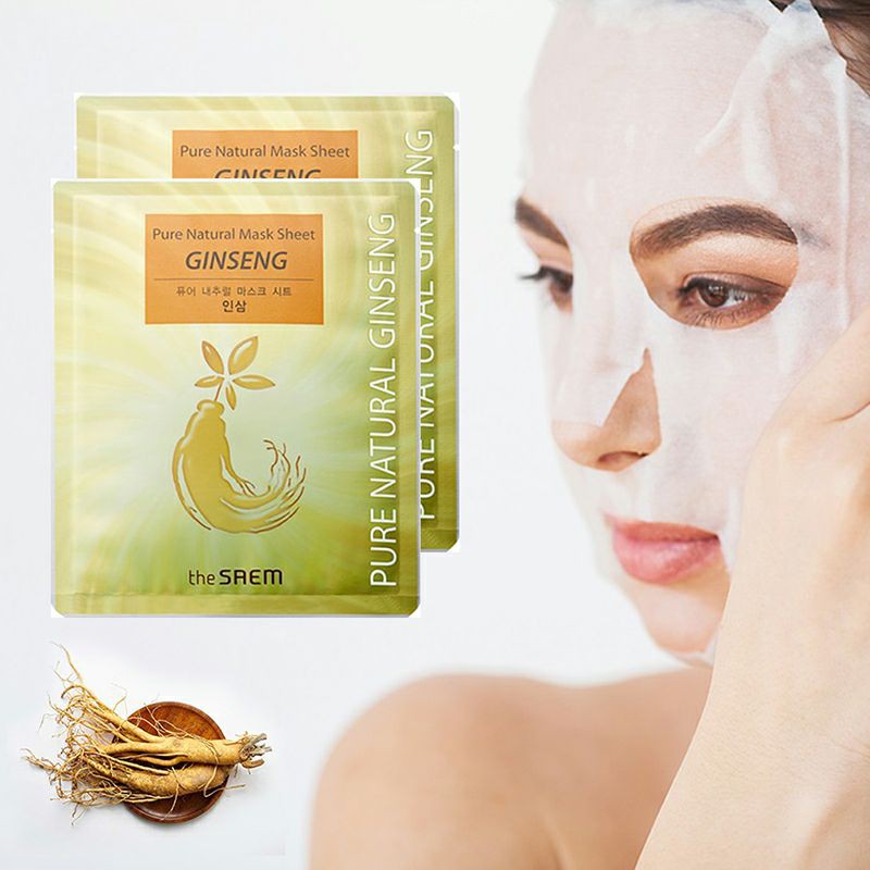 Mặt Nạ Giấy Dưỡng Trắng Giữ Ẩm Nhân Sâm The Saem Pure Natural Mask Sheet Ginseng 20ml
