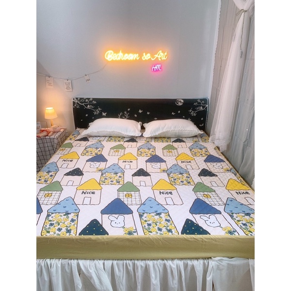 Ga chống thấm cotton trần bông Muso mềm mịn mát bo đệm đến 25cm không kèm gối