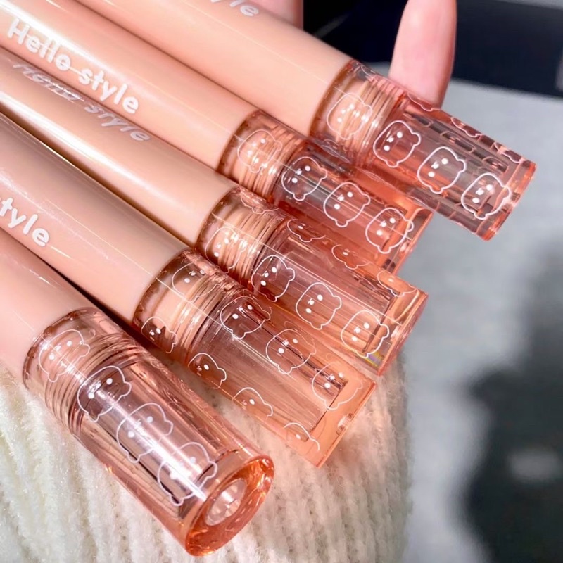 Son Bóng HELLO STYLE Màu Nude Nhạt Mềm Mượt Dưỡng Môi Chống Thấm Nước - Nội Địa Trung