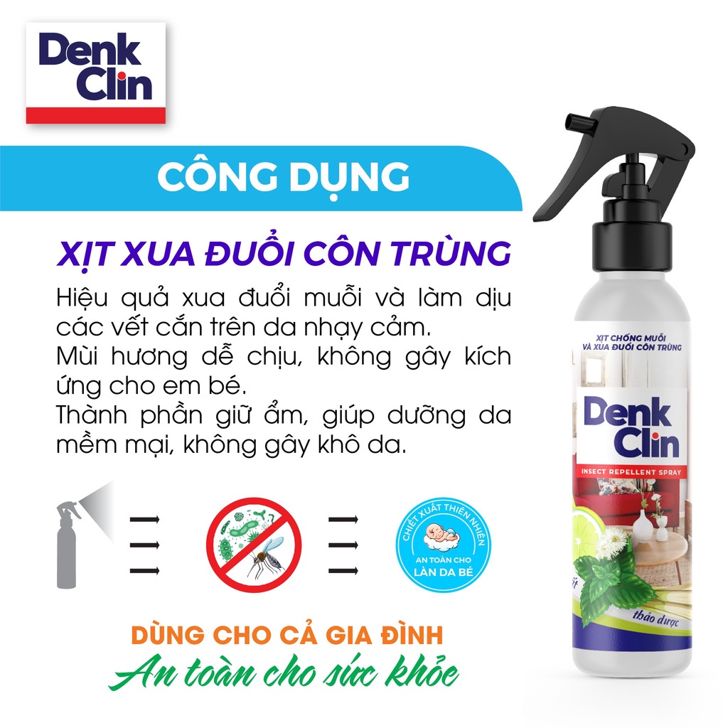 Xịt xua đuổi muỗi, côn trùng Denk Clin 200ml - Nghiện Nhà