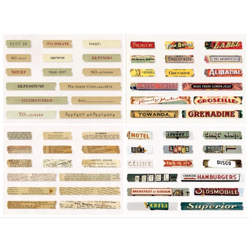 Set sticker nhãn dán cổ điển vintage trang trí sổ bullet journal