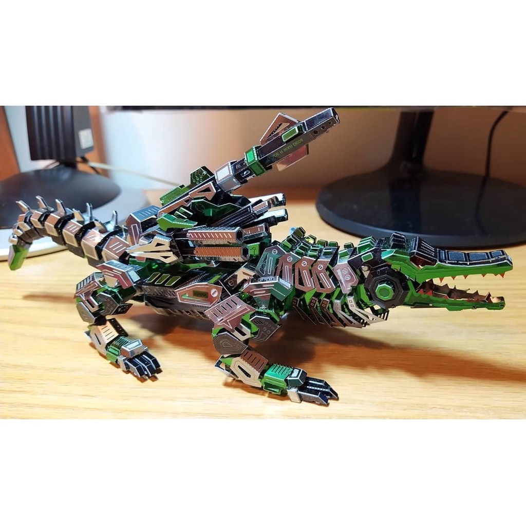 Mô Hình Kim Loại Lắp Ráp 3D Microworld Cá Sấu Chiến Đấu Maesh Gavial
