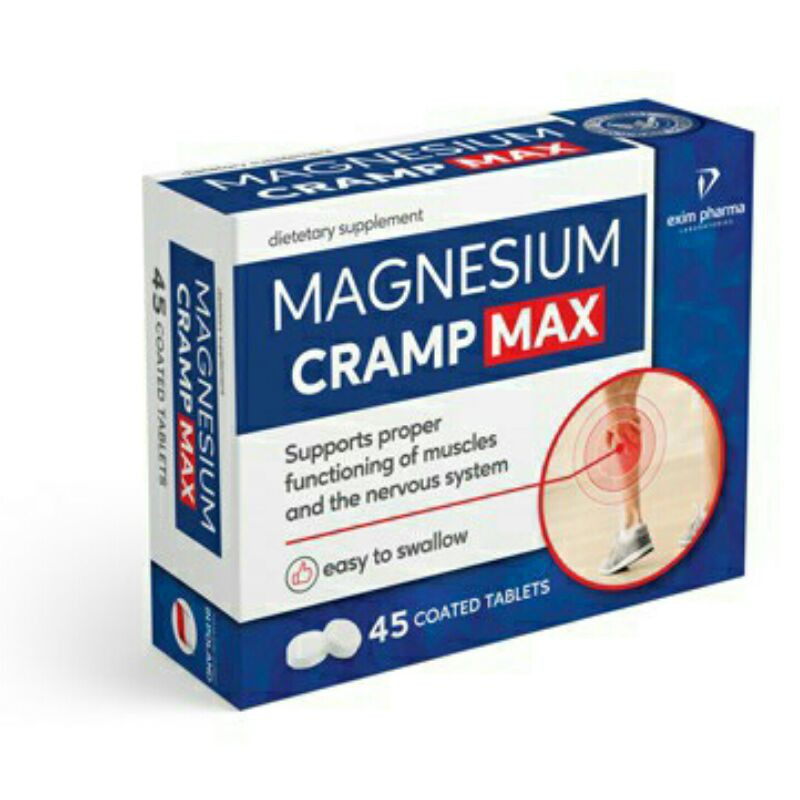 Viên uống bổ sung magie, viatmin B6, vitamin e, Magnesium Cramp Max - chống co cơ chuột rút(Nhập khẩu Ba Lan)