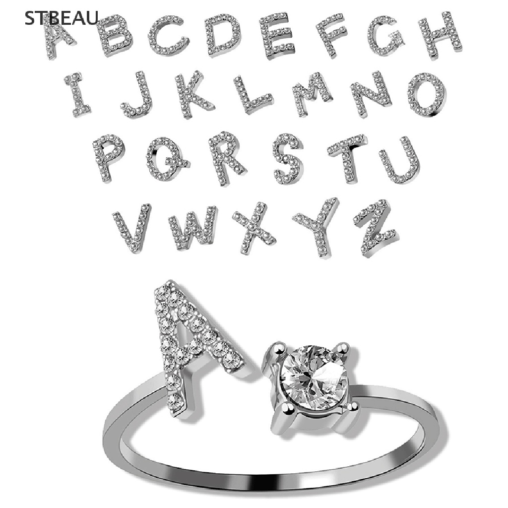[Cxsteau] Nhẫn Hở Mạ Bạc 925 26Letter Trong Suốt