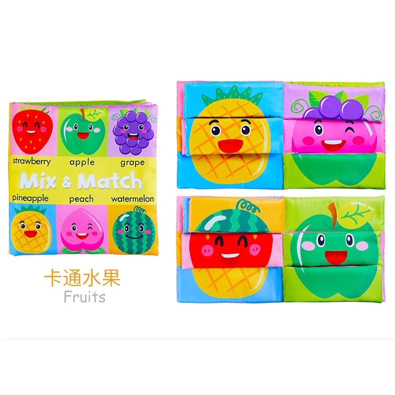 Sách Vải Tương Tác Cho Bé Mix & Match ghép hình các con vật Funny Zoo SV08