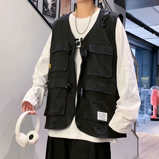 Áo khoác không tay dáng rộng màu trơn phong cách thời trang có 3 màu tùy chọn