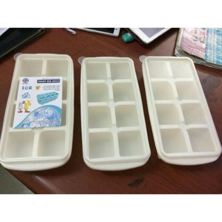 BỘ 3 KHAY NHỰA CÓ NẮP ĐA NĂNG: LÀM ĐÁ ĐỂ TỦ LẠNH, ĐỂ THỨC ĂN DẶM CHO BÉ 8 Ô