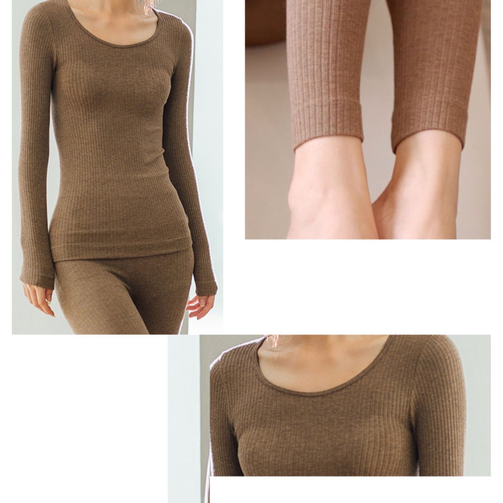 Bộ giữ nhiệt nữ len tăm thu đông, cotton nỉ mềm giữ nhiệt co giãn 4 chiều ôm body sexy thoải mái cho nữ B02