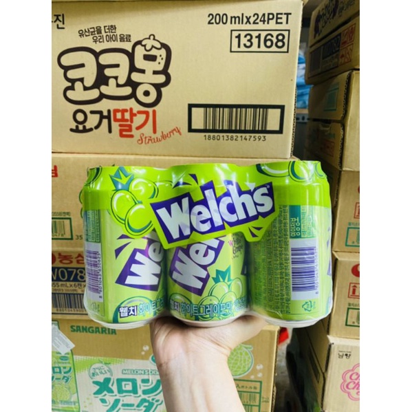 NƯớC NGỌT CÓ GA WELCHS VỊ DÂU / NHO LON 355M  NHẬP KHẨU - Lùn Con Food