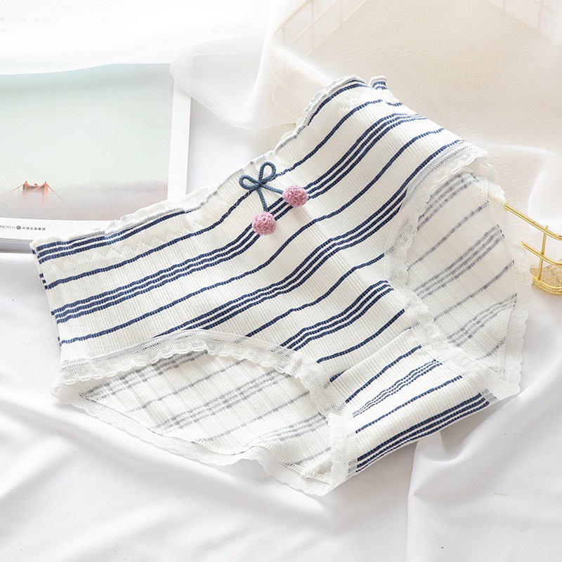 QUẦN LÓT NỮ ❤️FREESHIP❤️ Quần lót Nữ Cotton gân tăm tông xanh cạp bèo dễ thương mẫu 1788