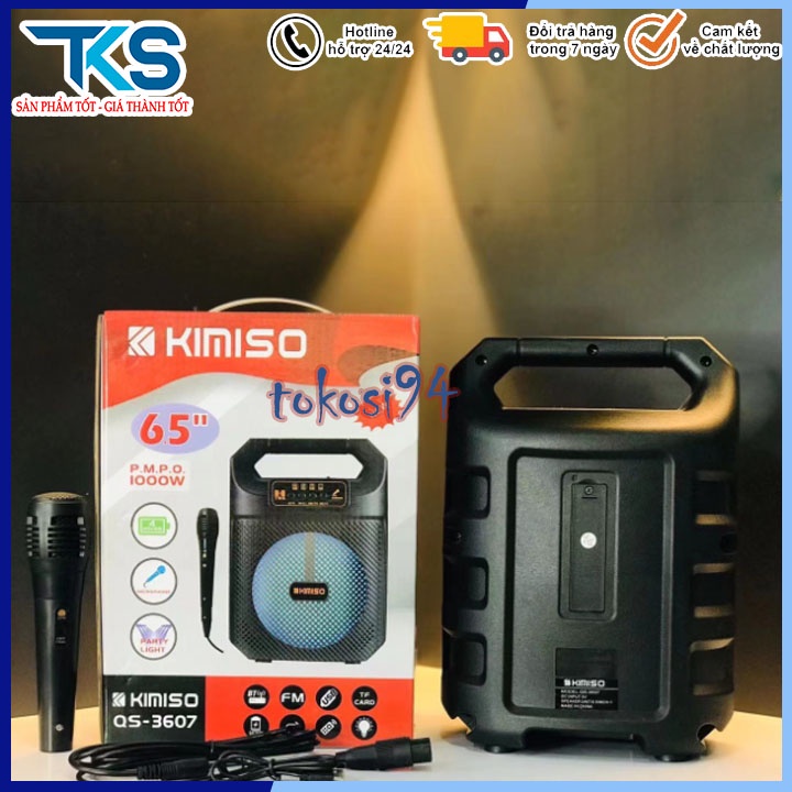 [tặng mic hát]Loa bluetooth Karaoke KIMISO QS3607 thiết kế đẹp mắt, âm thanh đỉnh cao - Bảo hành lỗi 1 đổi 1