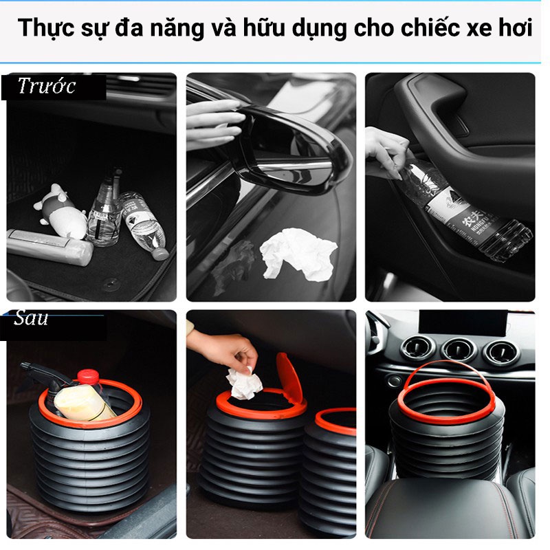 Thùng rác mini gấp gọn tiện ích cho xe ô tô và gia đình