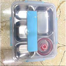 Hộp cơm văn phòng giữ nhiệt,5 ngăn 2 lớp có bát để canh bọc nhựa cao cấp,tặng kèm đũa thìa inox