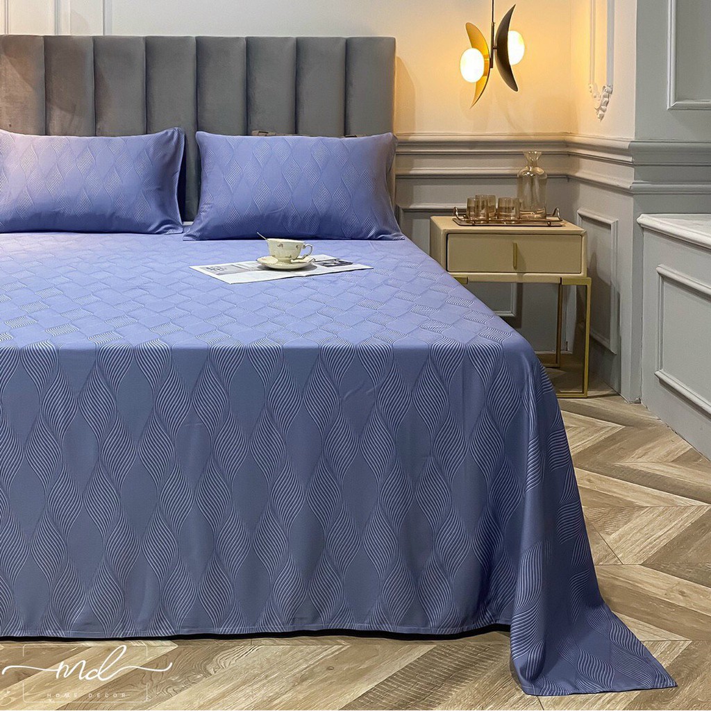 Drap + 2 Gối  FREESHIP EXTRA  Bộ Ga + 2 Gối Chất Liệu Lụa Tencel 60S - MD.Decor - Chăn ga gối