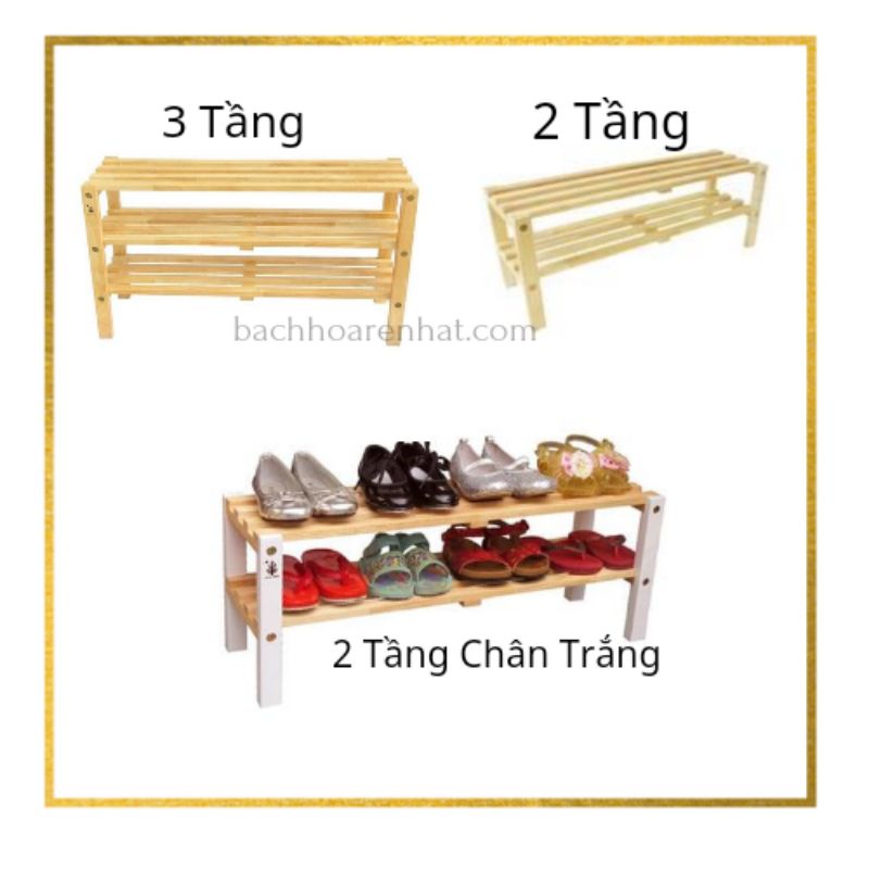 Kệ giày trẻ em 2 tầng, chân màu trắng 66 x 20 x 24 cm/Gỗ Đức Thành