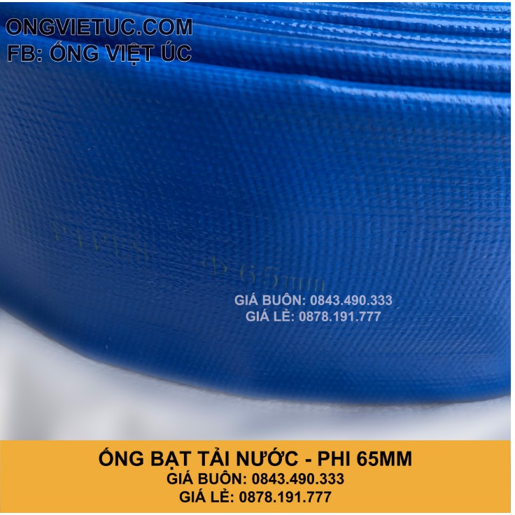 Ống bạt bơm tải nước Việt Úc Phi 60mm (65mm) - Cuộn 20m - bạt cốt dù - bạt xanh - hàng chính hãng AHT