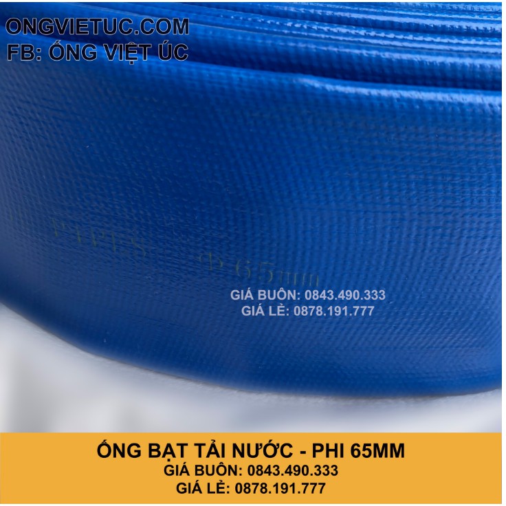 Ống bạt bơm tải nước Việt Úc Phi 60mm  - Cuộn 20m - bạt cốt dù - bạt xanh - hàng chính hãng AHT