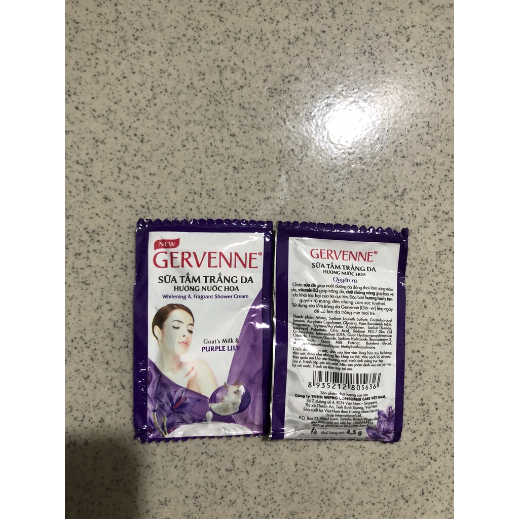 Sữa Tắm trắng da Gervenne 3 gói (6g/gói)