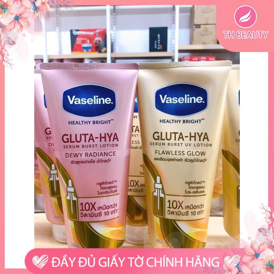 &lt;THẬT 100%&gt; Sữa Dưỡng Thể Vaseline Healthy Bright Gluta HYA Serum 10X Thái Lan 330ml