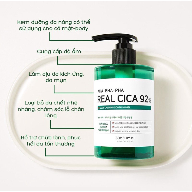 Gel Dưỡng Dịu Da Some By Mi AHA BHA PHA Real Cica 92% Cool Calming Soothing Gel