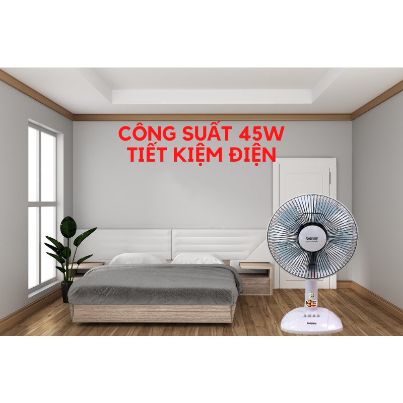 Quạt Bàn Benny BFT-30GY - Màu Xám - Hàng Chính Hãng - BFT30GY / BFT30 / BFT-30 / 45W / Cánh 30cm