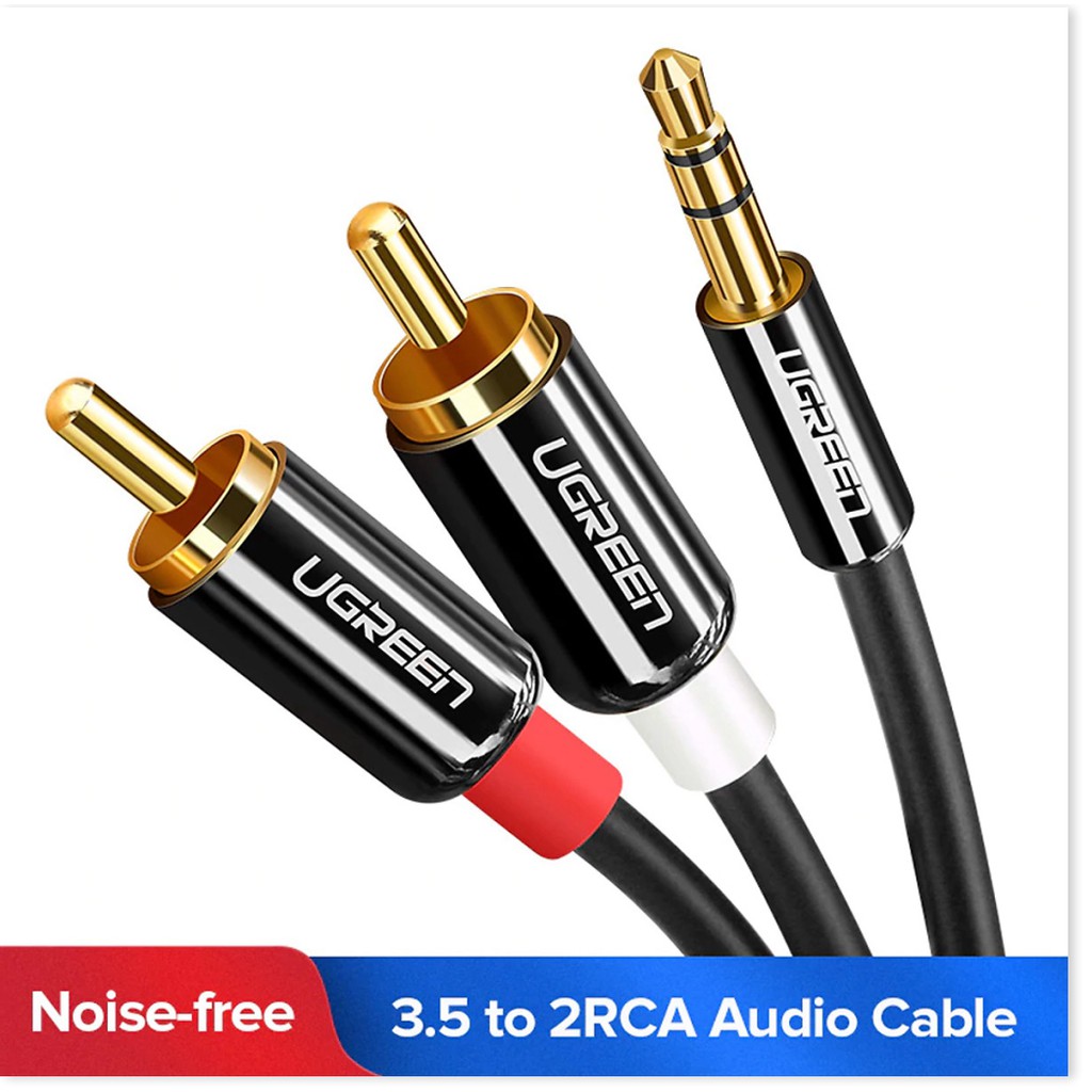 Dây cáp Audio 3,5mm ra 2 đầu RCA (Hoa sen) dài 5M UGREEN AV116 10591_Hàng chính hãng bh 18 tháng