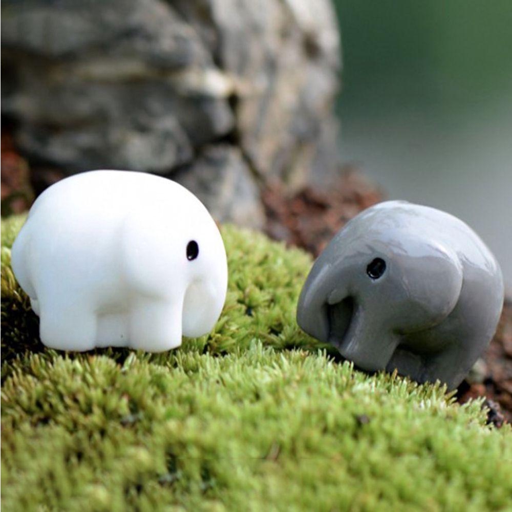 Set 2 / 10 / 20 Tượng Voi Bằng Kính Nhỏ Trang Trí Sân Vườn