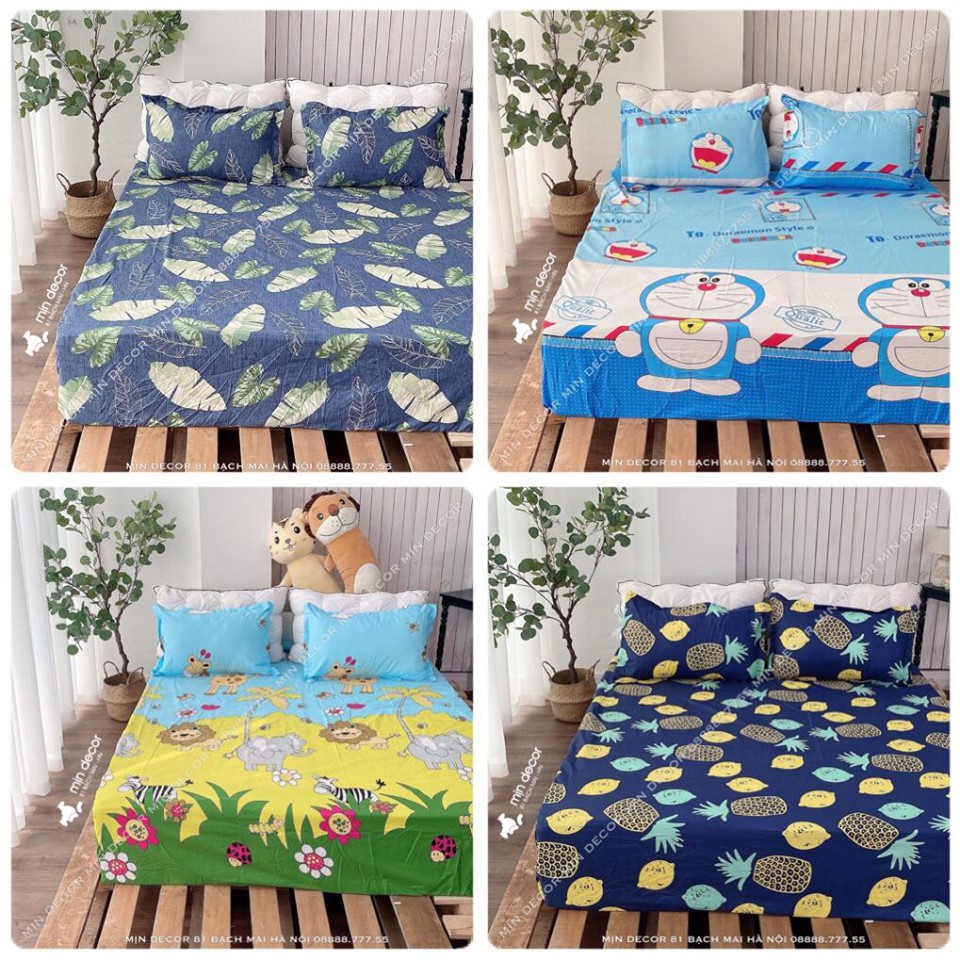 Drap Giường + 2 Vỏ Gối 💝 - Ga Giường Cotton 3D Mềm Mịn (Hình Ảnh Độc Quyền) Hot Trend 2020 - Mịn Decor