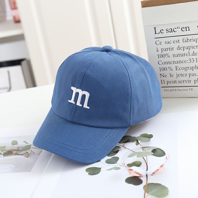 Nón Lưỡi Trai Thêu Chữ M Cho Bé 1-5 tuổi - Mũ lưỡi trai có điều chỉnh kích cỡ, in chữ dễ thương cho bé
