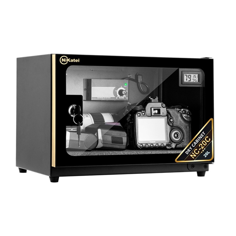 Tủ chống ẩm máy ảnh Nikatei NC-20C Gold ( 20 Lít,màn LCD, độ ẩm:25%-80%,cửa kính có khóa) bảo hành chính hãng 5 năm