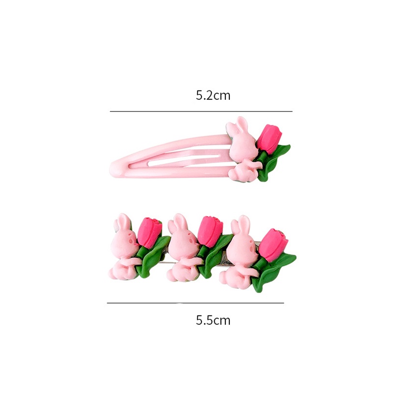 Kẹp Tóc Nhựa Hình Thỏ Đính Hoa Thời Trang Mùa Hè Cho Nữ