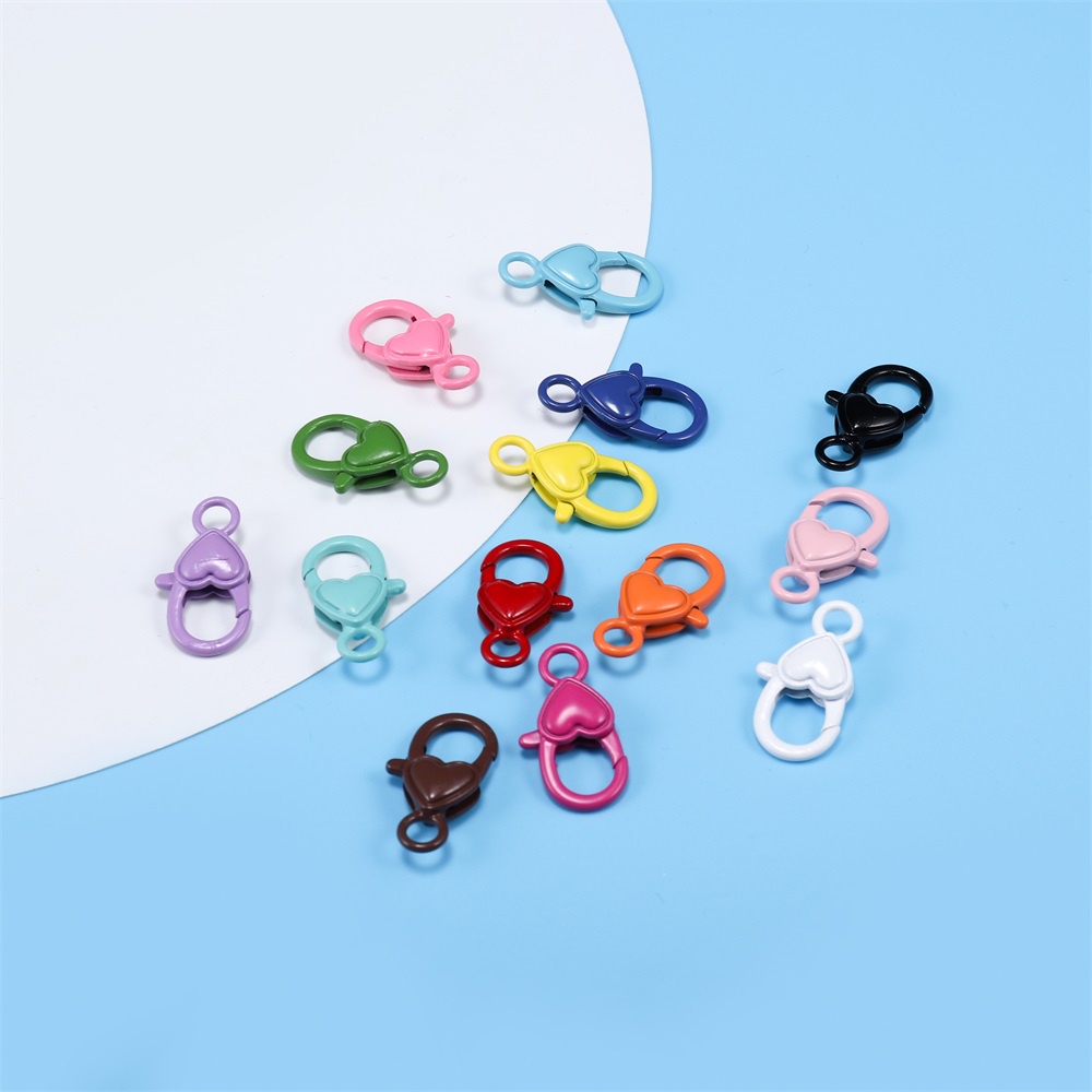 Bộ 10 móc khóa màu kẹo hình trái tim dùng để tự làm phụ kiện trang sức