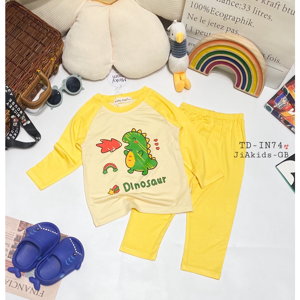 [SALE] Bộ Thun Lạnh Dài Tay Cho Bé Trai, Bé Gái Minky Mom Hoạ Tiết Doraemon Tay Giáp Lăng,Đồ Bộ Cho Bé Mặc Nhà MKMTD2241