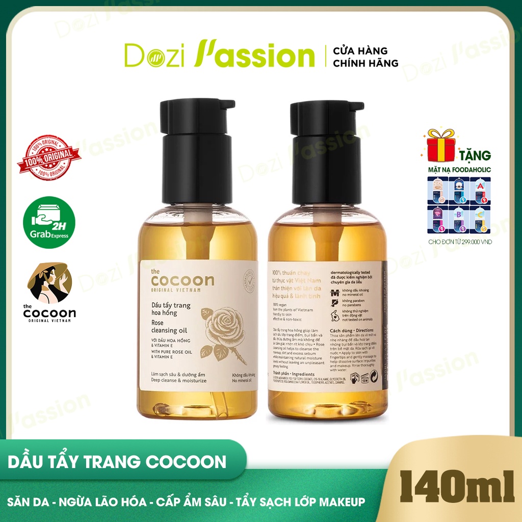 Dầu Tẩy Trang Cocoon Chiết Xuất Hoa Hồng Làm Sạch Sâu, Dưỡng Ẩm, Chống Lão Hóa - Cocoon Rose Cleansing Oil - 140ml