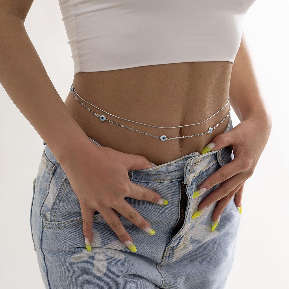 Dây Xích Đeo Thắt Lưng Hai Lớp Bằng Đồng Thời Trang Phong Cách Hip Hop Cá Tính Dành Cho Bạn Nữ