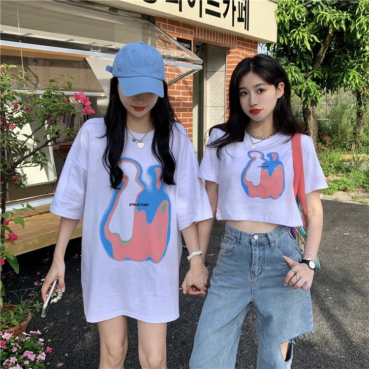 Áo Thun Nữ Tay Ngắn In Hình Thời Trang Hàn Quốc