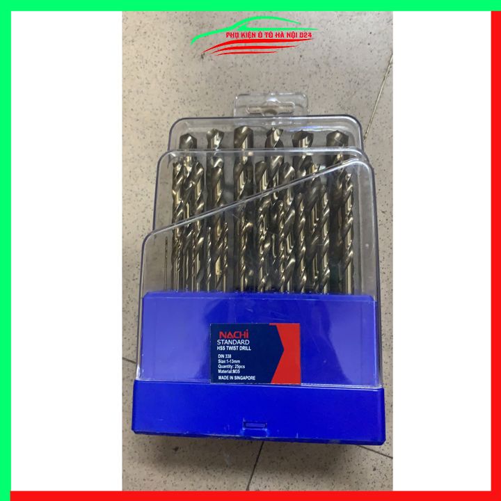 Bộ 25 mũi khoan chuyên inox Nachi từ 1-13mm cao cấp sắc bén Singapore