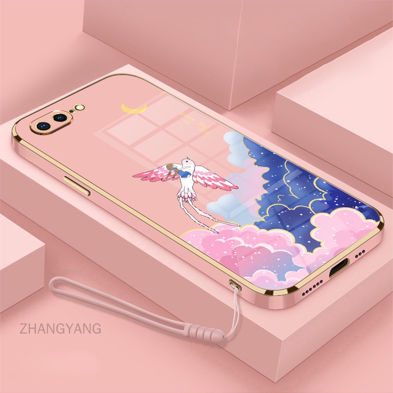 Ốp Điện Thoại Mềm Mạ Điện Họa Tiết Hoạt Hình Kèm Dây Đeo Cho iPhone 7 plus iPhone 7 iPhone 6 6s iPhone 6 plus iPhone 8 iPhone 8 plus iPhone 6s plus