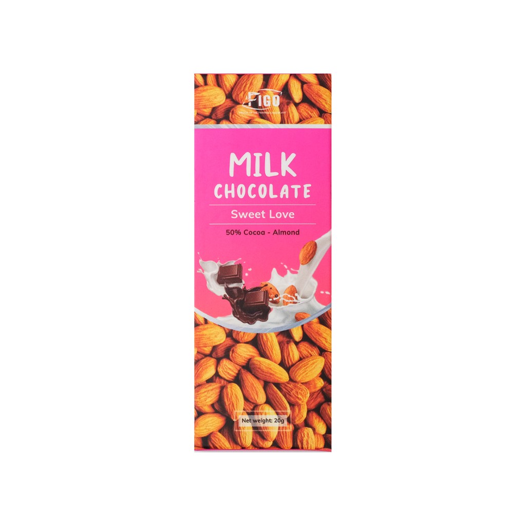 [CHÍNH HÃNG-ĂN LÀ GHIỀN] Milk Chocolate Hạt hạnh nhân 20g 50% cacao FIGO VIET NAM