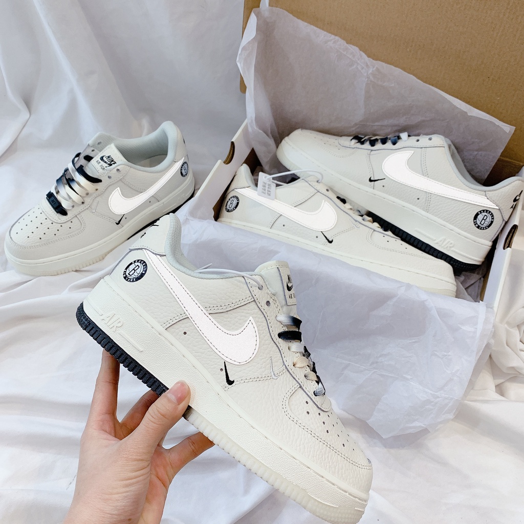 Giày thể thao AF1 Âm Dương Brooklyn Sail Black phản quang nam nữ 2022 cực chất - Hàng FullBox