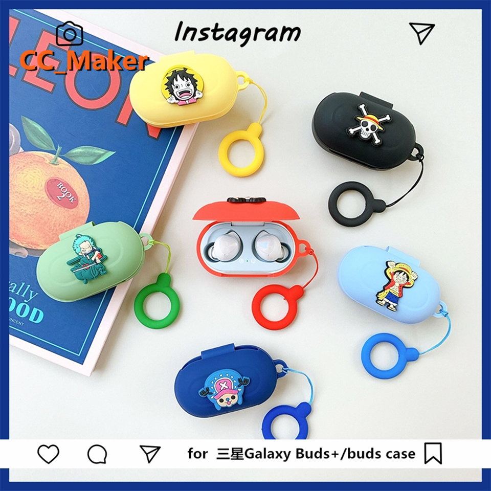 【In stock】Samsung Galaxy Buds Plus Case Cute Cartoon Silicon Cover for Samsung Galaxy Buds+ /Buds 2019 Case Bluetooth Earphone Protect Accessories Portable Finger Ring Luffy# Roronoa Zoro#