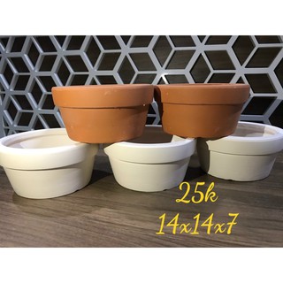Chậu đất nung tròn thấp miệng rộng