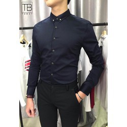 Sơ mi xanh đen SM6601 xanh