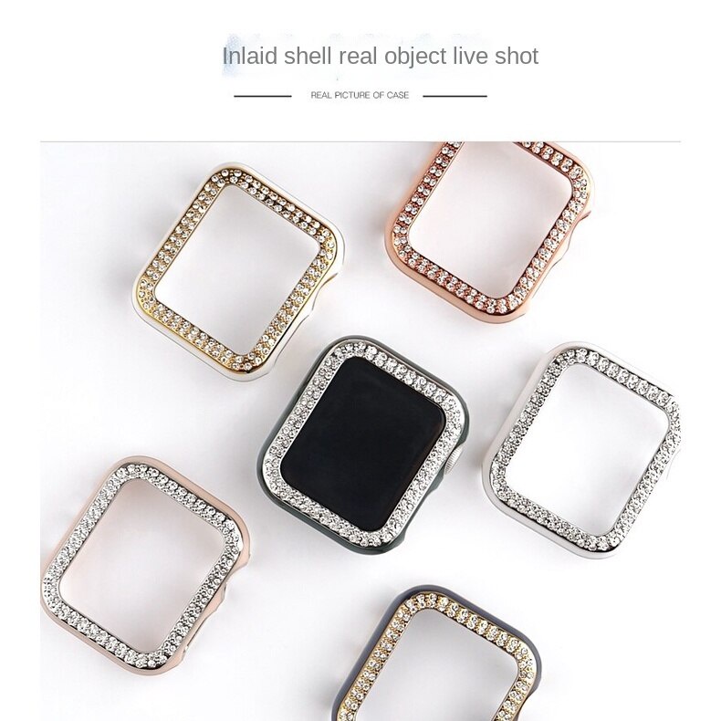 Ốp điện thoại mạ điện hai màu đính kim cương cho iWatch 7/6/5/4/3/2/SE 38 40 41 42 44 45mm