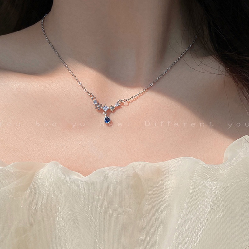 Vòng cổ Hình Giọt Nước Đính Đá Zircon Xanh Thời Trang Sang Trọng Ngọt Ngào Cho Nữ