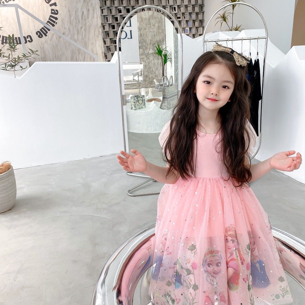 Đầm công chúa Elsa thời trang hè mới cho bé gái