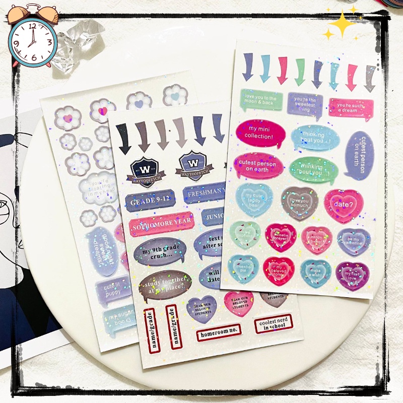 Miếng Dán Trang Trí Lấp Lánh Bằng PVC Họa Tiết Hoạt Hình