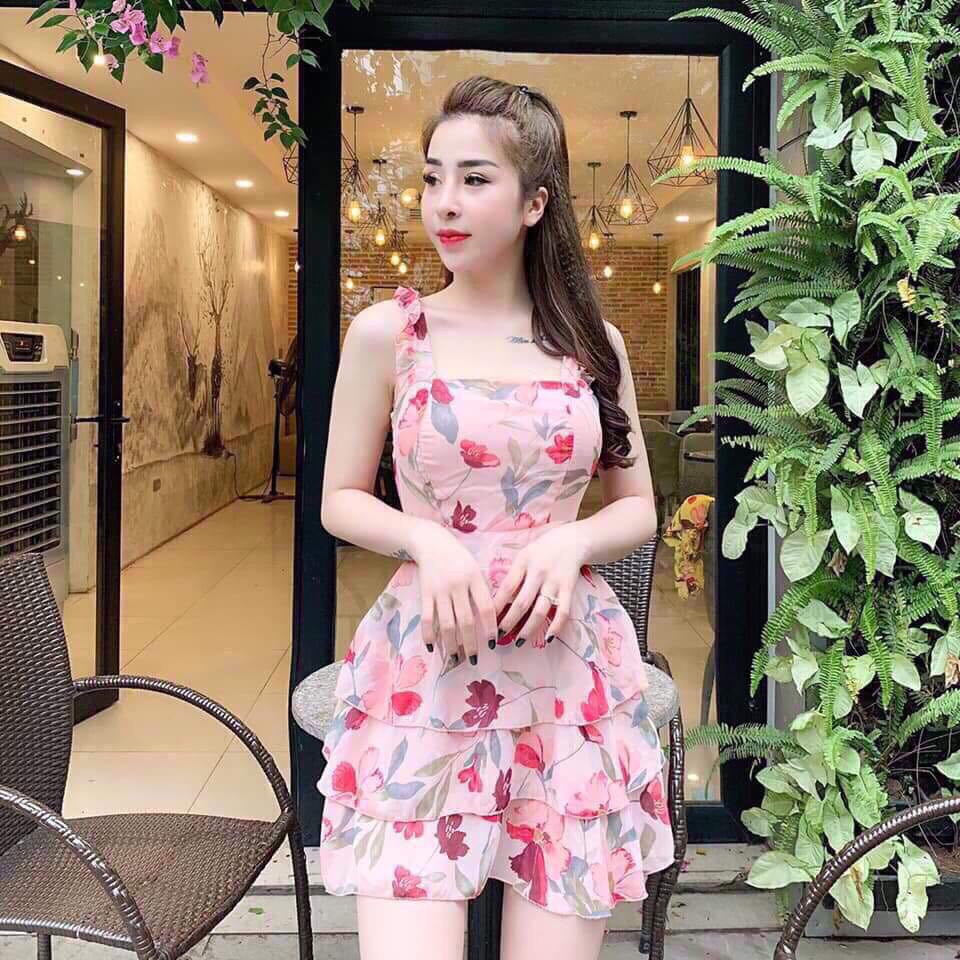 Đầm Voan Hoa Cột Dây Siêu Xinh Thời Trang Bella