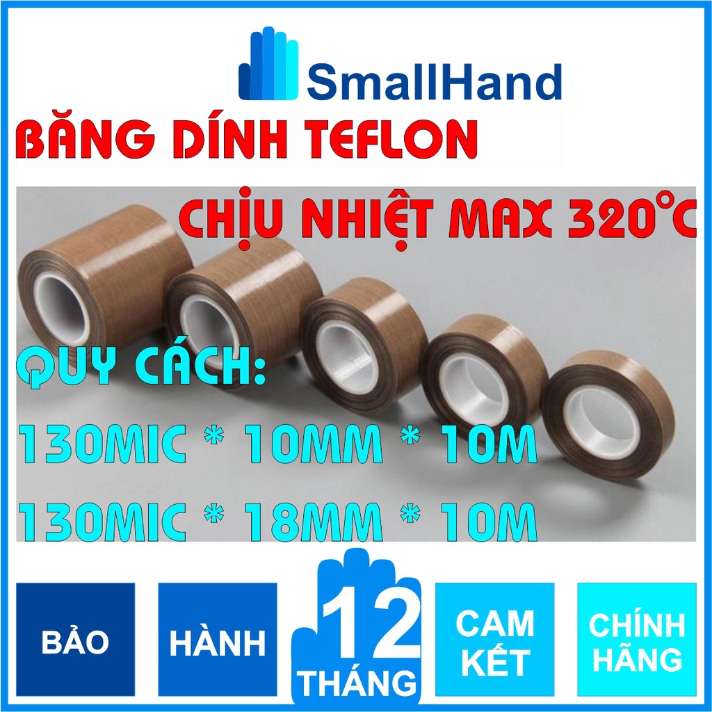 Băng dính Teflon - PTFE tape | Băng keo Teflon chịu nhiệt tới 320 độ C |  Dùng dán máy hàn, dán lưỡi dao máy cắt...