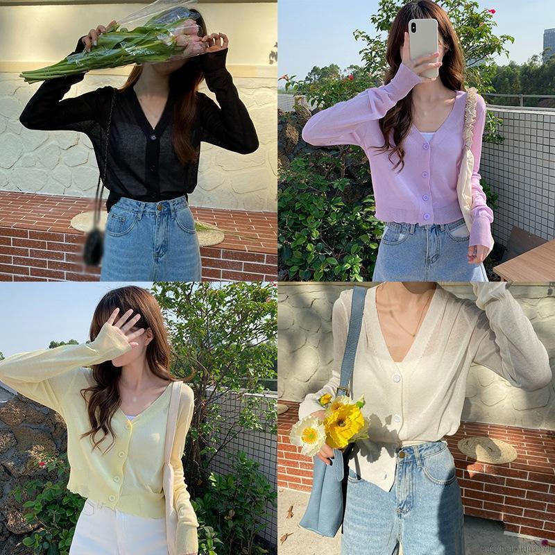 Áo Khoác Cardigan Dệt Kim Mỏng Dáng Rộng Cổ Chữ V Thời Trang Cho Nữ | BigBuy360 - bigbuy360.vn